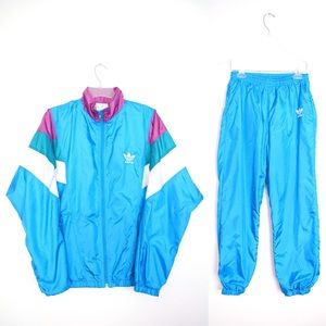 Vintage 80s 90s Adidas Tracksuit Teal Blue Sweats